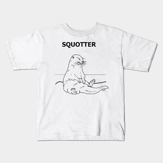 Squotter, Black on White Kids T-Shirt by otterglot